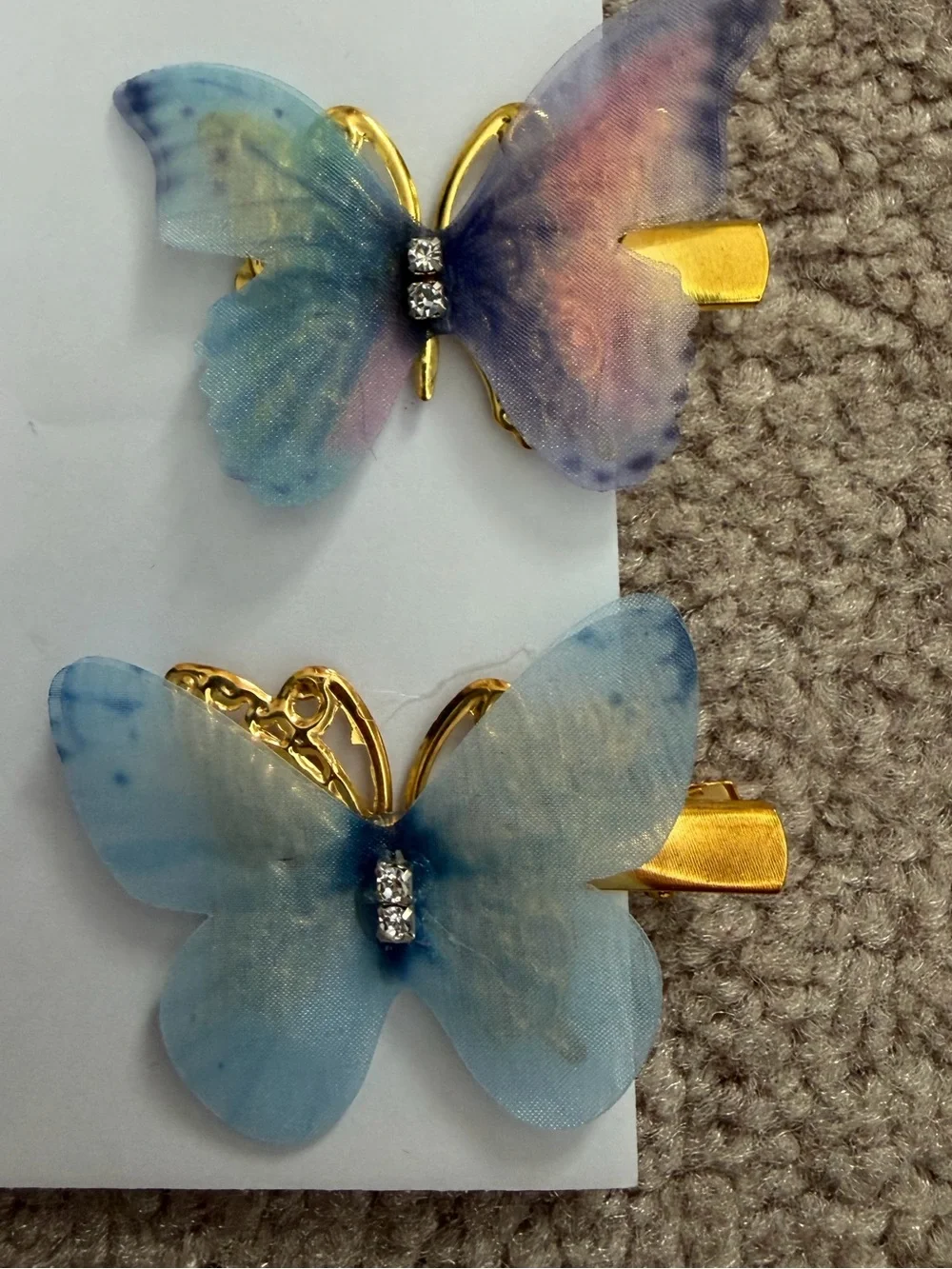 NWOT Aratta Silent Journey-Butterfly Hair Clips Set - Pastel Pink, Purple & Blue